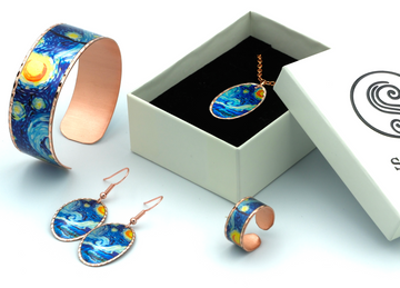 Vincent van Gogh “The Starry Night” Sanatsal Takı Seti